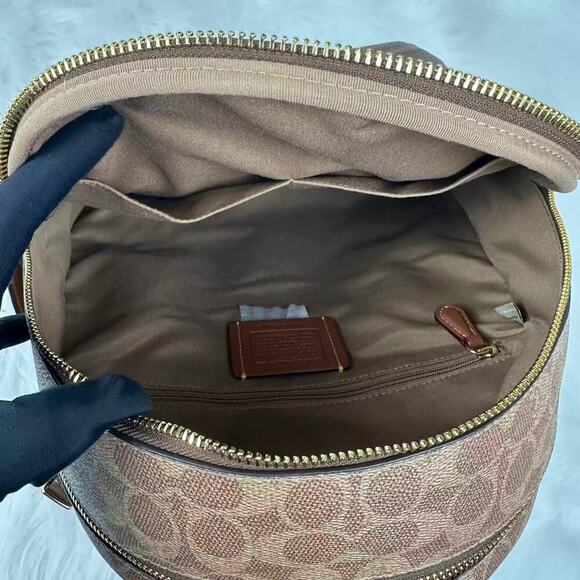 Coach Court Backpack In Blocked Signature Canvas CZ176 Gold/Tan/Brown NWT main image 6